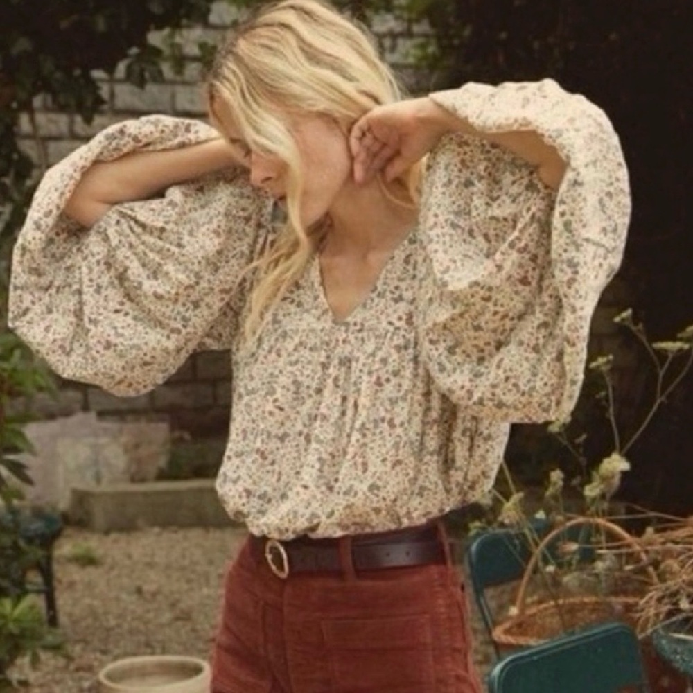 Doen Savona Floral Long Sleeve Silk Blouse